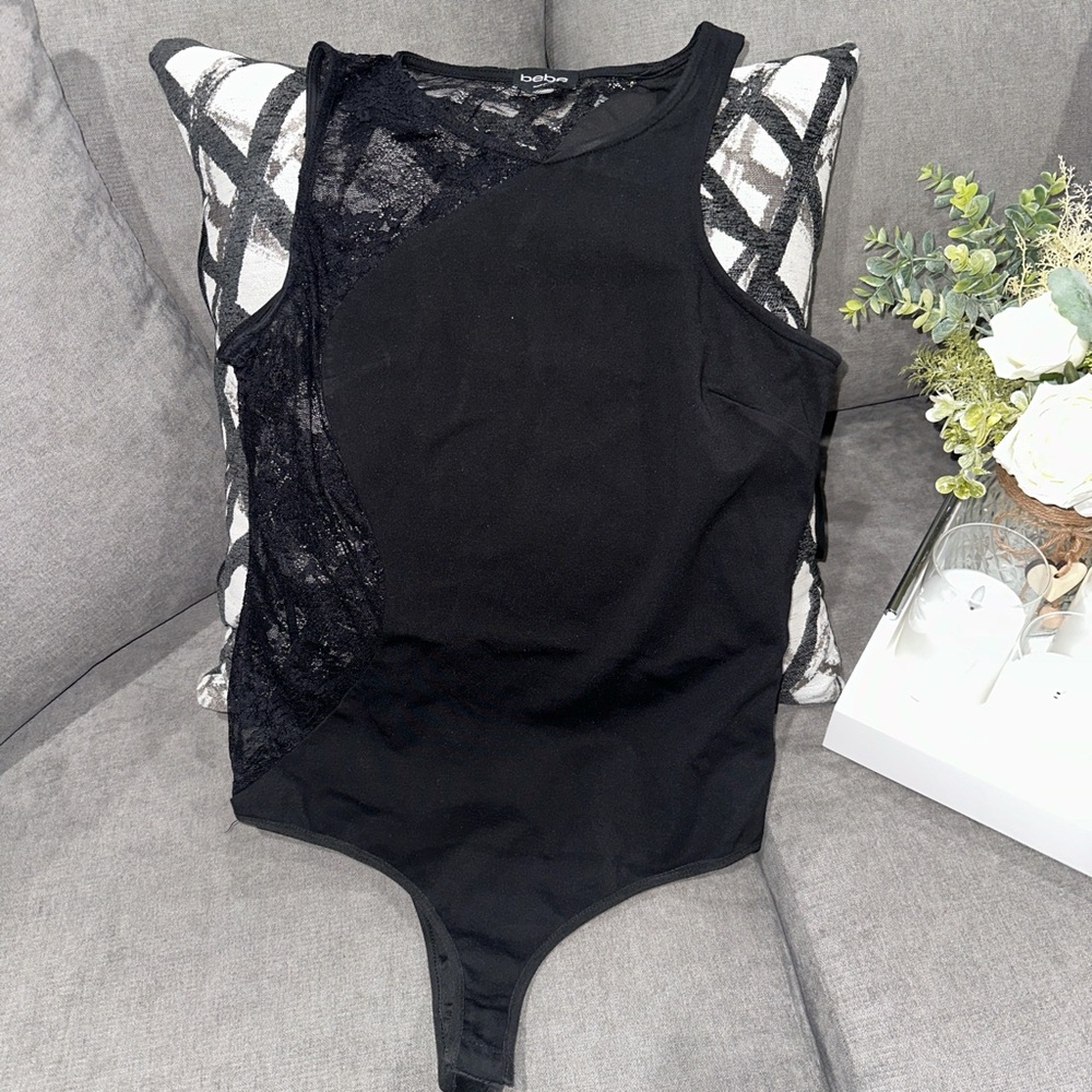 Black lace bodysuit with cut-out detail size L